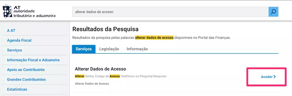 aceder alterar dados
