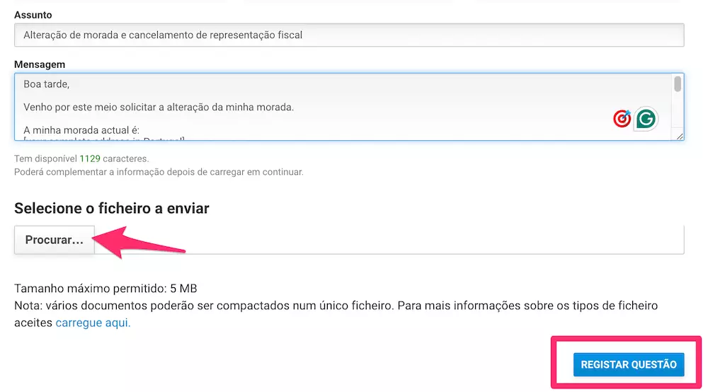 alteração de morada e cancelamento de representação fiscal