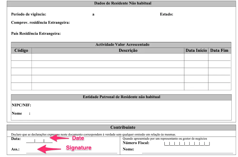 assinatura do documento de alteracao