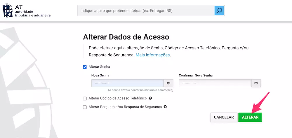 alterar