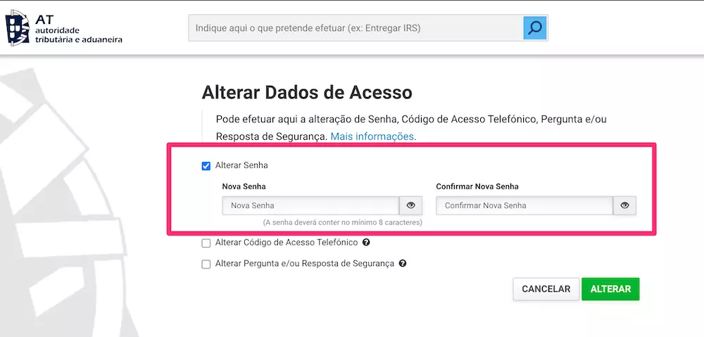 nova senha