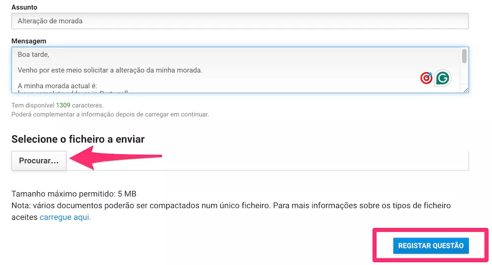 registar esta alteração de morada