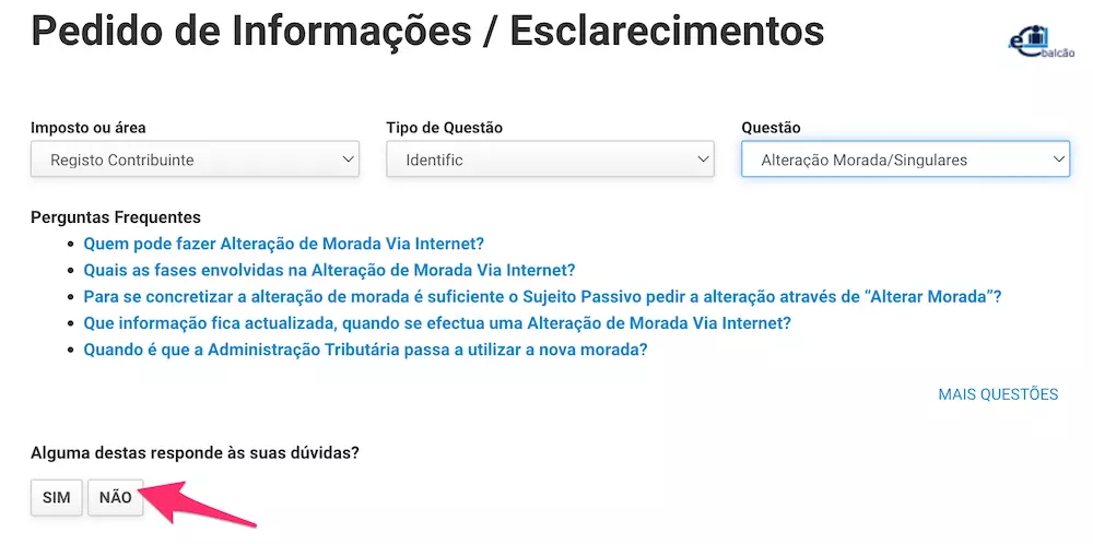 resposta alteracao morada
