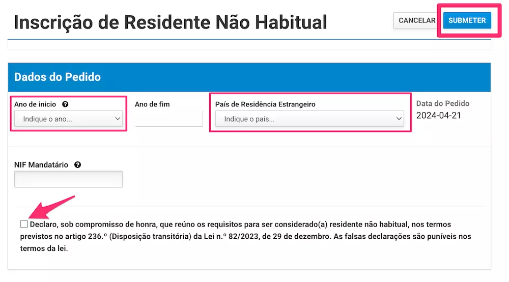 nhr form
