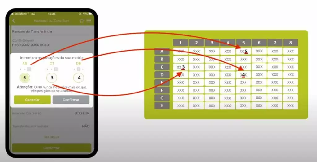 novobanco matrix card arrows