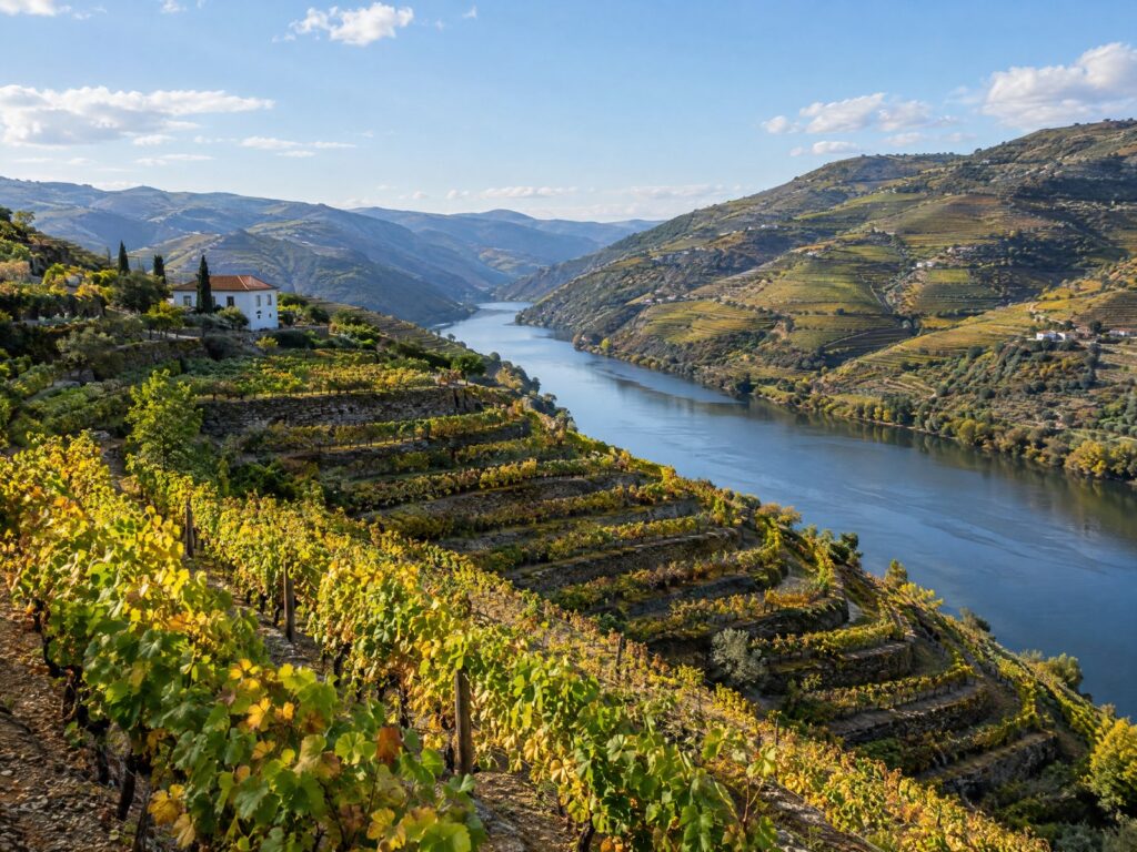 Terraced vineyards above the Douro river (illustrative image)